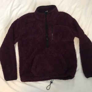 PINK/VS - Purple-ish maroon fuzzy half zip up